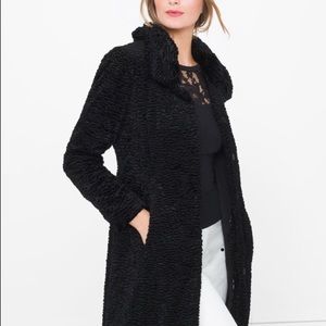 White House Black Market faux Persian black coat